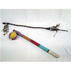 Two Native American Ceremonial Staffs