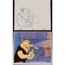 Barney Animation Cel Drawing Flintstones Original Art