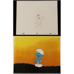 Cel Orig Drawing Smurfs Animation Background Unhappy