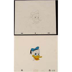 Head Shot Of Donald Duck Orig Animation Cel Drawing Art