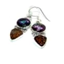 Mystic Topaz & Carved Stone Earrings