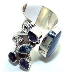 Silver and Fire Opal & Mixed Stones Ring