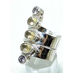 Silver and Amethyst & Citrine Ring