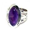 Image 1 : Silver and Amethyst Cabochon Ring