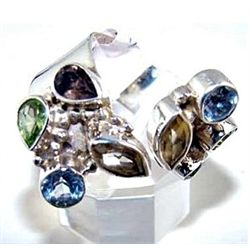 Silver and Mixed Stones Ring