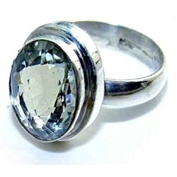 Silver and Green Amethyst Ring