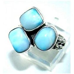 Silver and Larimar Ring