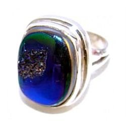 Silver and Coated Drusy Ring