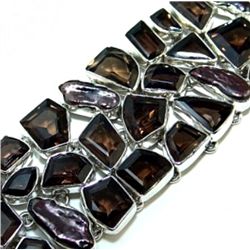 Smokey Quartz & Biwa Pearl Bracelet