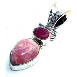 Rhodochrosite & Ruby Pendant
