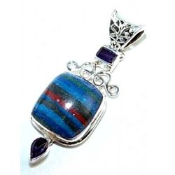 Rainbow Caliscilica & Amethyst Pendant