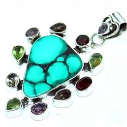 Turquoise & Mixed Stones Pendant