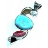 Image 1 : Larimar, Titanium Drusy & Mixed Cabochons Pendant