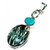Image 1 : Serphinite, Turquoise & Green Amethyst Pendant