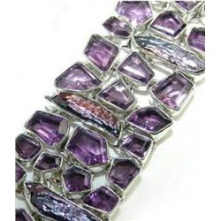 Amethyst and Biwa Pearl Bracelet
