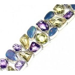 Lemon Quartz, Amethyst and Fire Opal Bracelet