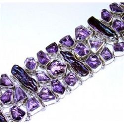 Amethyst and Biwa Pearl Bracelet