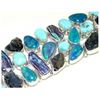 Image 1 : Fire Opal, Larimar, Biwa Pearl and Moldavite Bracelet