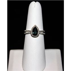 14K GOLD RING TOURMALINE AND DIAMONDS