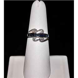 14K GOLD DIAMOND AND SAPPHIRE RING