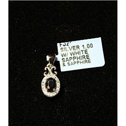 SILVER PENDENT WITH WHITE AND BLUE SAPPHIRE