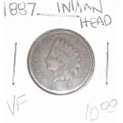 1887 INDIAN HEAD PENNY RED BOOK VALUE IS $10.00 *RARE VERY FINE GRADE*!!