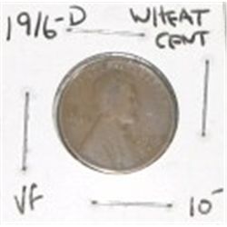 1916-D LINCOLN WHEAT PENNY RED BOOK VALUE IS $10.00 *RARE EARLY PENNY - VERY FINE GRADE*!!