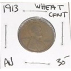 1913 LINCOLN WHEAT PENNY RED BOOK VALUE IS $30.00 *RARE EARLY AU HIGH GRADE PENNY*!!