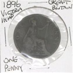 1896 *VICTORIA HEAD* GREAT BRITAIN ONE PENNY *RARE EARLY BRITISH PENNY*!!