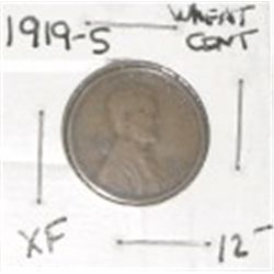 1919-S LINCOLN WHEAT CENT RED BOOK VALUE IS $12.00 *RARE EARLY PENNY EXTRA FINE GRADE*!!