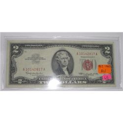 1963 SERIES $2 RED SEAL BILL SERIAL # A10142817A *EXTREMELY RARE AU HIGH GRADE*!!