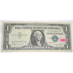1957 SERIES B $1 SILVER CERTIFICATE BILL SERIAL # X83529570A *RARE EARLY U.S. BILL*!!