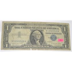 1957 SERIES A $1 SILVER CERTIFICATE BILL SERIAL # Q12323528A *RARE EARLY U.S. BILL*!!