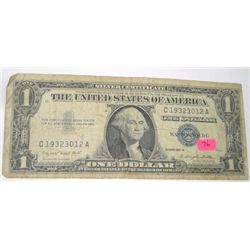 1957 SERIES A $1 SILVER CERTIFICATE BILL SERIAL # C19323012A *RARE EARLY U.S. BILL*!!