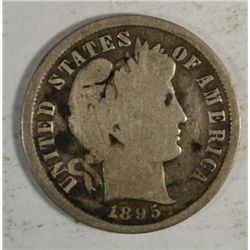 1895  Barber dimes solid rim G/VG KEY date est $85-$95
