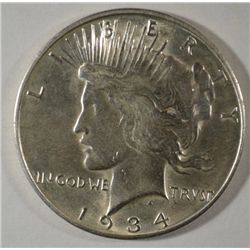 1934 D PEACE DOLLAR MS 63 + NICE