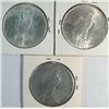 Image 2 : ( 3 ) NICE CIRCULATED PEACE SILVER DOLLARS