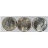 Image 2 : ( 3 ) NICER CIRCULATED PEACE SILVER DOLLARS