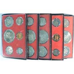 11  1973 proof sets no boxes  a few have box pcs stuck to holder also 5 1972