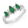 Image 1 : 0.57 ctw Emerald & Diamond Ring