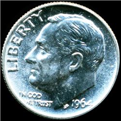 1964 FDR Silver 10c M65 Full Bands (COI-011864)