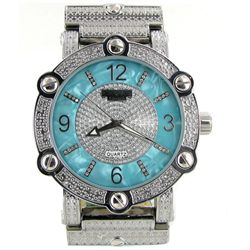 New Ice Time Mens Diamond Bezel Watch White Gold Plated (WAT-000325)