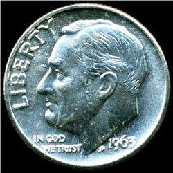 1963D FDR Silver 10c M65 Full Bands (COI-011813)