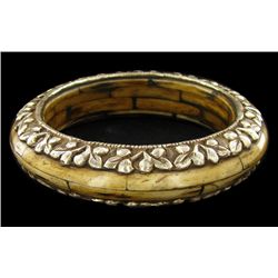 Vintage Tibet Bone Silver Bangle Bracelet (ANT-001592)