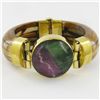 Image 1 : 695ct Bone & Ruby Zosite Bangle Bracelet (JEW-003865)