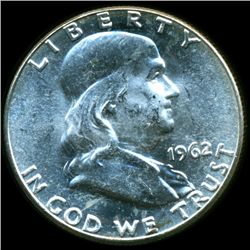 1962 Franklin 50c MS64/65 FBL Double Die & Weight Errors (COI-010526)