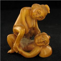 Handcarved Chinese Boxwood Kamasutra Netsuke (ANT-001788)