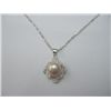 Image 1 : LAVENDER PEARL WITH CZ PENDANT SILVER NECKLACE; METAL: