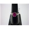 Image 1 : 14.75CTW RUBY & DIAMOND RING .925 STERLING SILVER