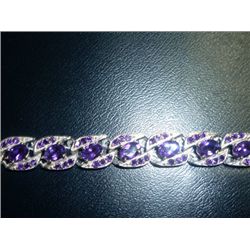NATURAL 134.25 CTW AMETHYST BRACELET .925 STERLING SILV